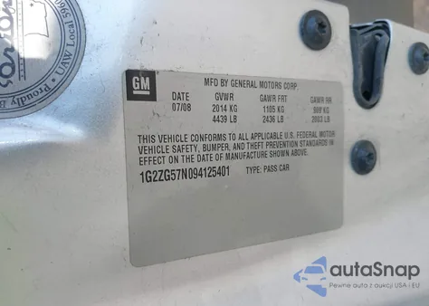 2009 Pontiac G6 z USA, uszkodzony, nr VIN 1G2ZG57N094125401